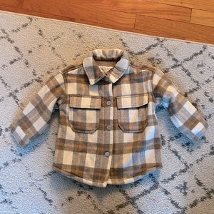 Zara Toddler Plaid Shacket. Size 12-18 months. Tan, gray, white plaid.